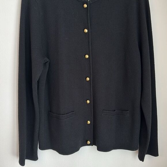 Talbot’s Women Black knit 100% merino wool jacket Gold Buttons Classic XL NWT! � - Picture 3 of 9